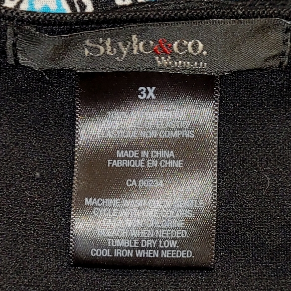 Style & Co blue black medallion print sleeveless vneck lined ruffled skirt dress - Picture 7 of 10